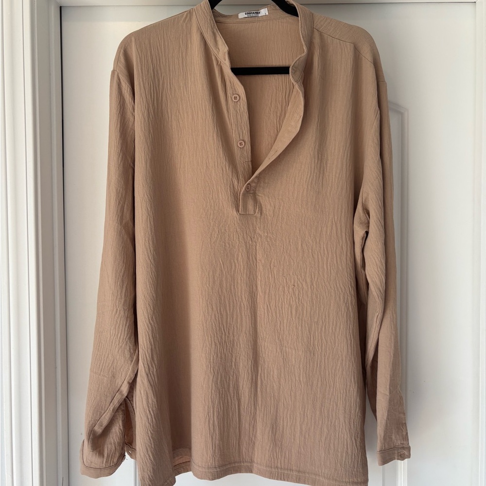 Casual Tan Linen Shirt for Men